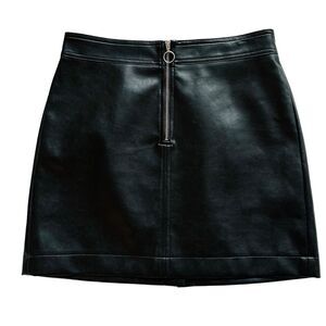 Wilfred Free Aritzia Roxanne Vegan Faux Leather Mini Skirt Zip Black 6 NWOT